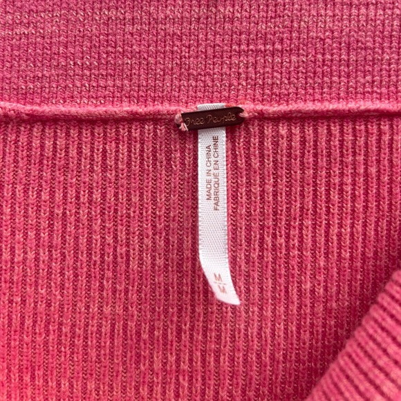 Free People Midi Skirt Golden Hour Women Sz M Pink Ribbed Knit Straight Pull On - Picture 5 of 11